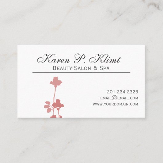 ミニマルな花のモチーフの美容師のばら色の水彩画 予約カード (正面)