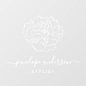 ミニマルな花のラインアート タイポグラフィー（白） ウィンドウサイン (シート)