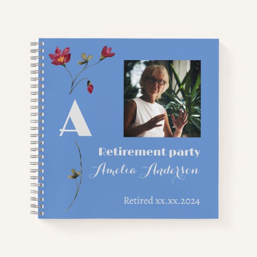 ミニマルな花写真定年ブルーブック ノートブック (正面)