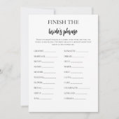 ミニマルな花嫁のフレーズブライダルゲームを終了 招待状 (正面)