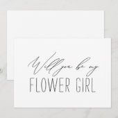 ミニマルな花嫁の介添え人　フラワーガール　プロポーズカード 招待状 (正面/裏面)