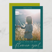 ミニマルな花嫁の女の子 フォト シック 招待状 (正面/裏面)