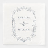 ミニマルな花輪のフラワーリング ウェディングペーパーナプキン (正面)