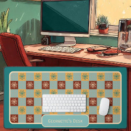 ミニマルな花 – 暗くなる太陽パレットでチェックイン デスクマット