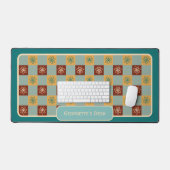 ミニマルな花 – 暗くなる太陽パレットでチェックイン デスクマット (キーボード&マウス)