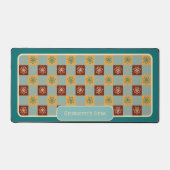 ミニマルな花 – 暗くなる太陽パレットでチェックイン デスクマット (正面)