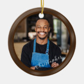 ミニマルな茶色の写真 セラミックオーナメント (正面)