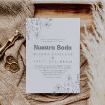 ミニマルな落ち着いたグレー+野生の花+Nuestra+Boda+ウェディング