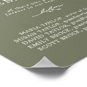 ミニマルな葉のダークグリーン 追憶のメモリアル ポスター (角)