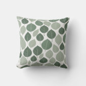 ミニマルな葉の輪郭が穏やかな緑 クッション (正面)