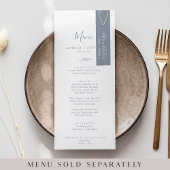 ミニマルな葉の青と白のDIYウェディングプレイスカード 招待状