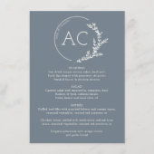 ミニマルな葉フレーム スレートグレー 結婚式 披露宴 メニュー (正面)