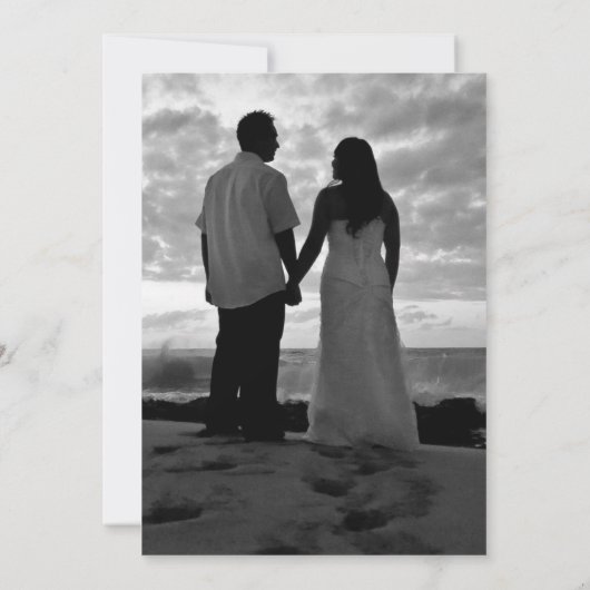 ミニマルな葉緑の写真付き日付保存 セーブザデート (裏面)