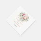 ミニマルな血色感のある花とグリーンとゴールドの結婚式用ナプキン スタンダードカクテルナプキン (角)