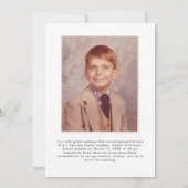 ミニマルな表裏の葬儀写真 招待状 (裏面)