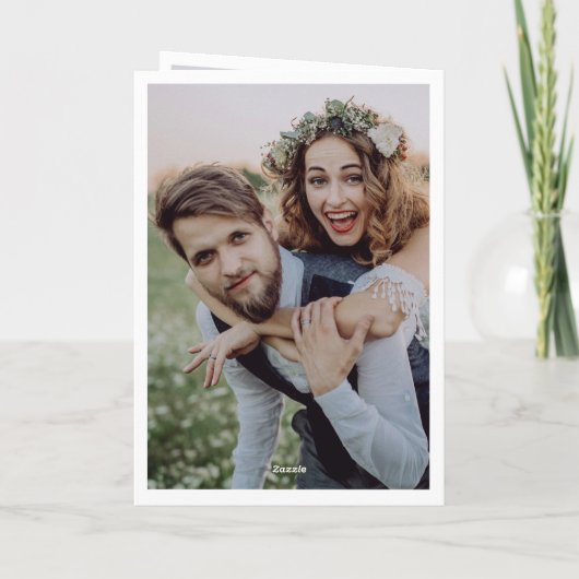 ミニマルな複数の写真を折り返結婚し サンキューカード (裏面)