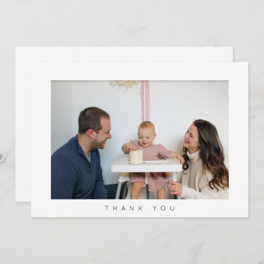 ミニマルな誕生日感謝フォトカード サンキューカード (正面/裏面)