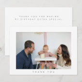ミニマルな誕生日感謝写真カード サンキューカード (正面/裏面)