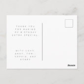 ミニマルな誕生日感謝写真ポストカード ポストカード (裏面)