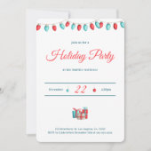 ミニマルな赤いクリスマスライト 招待状 (正面)