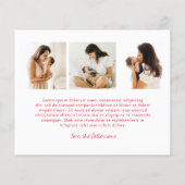 ミニマルな赤いスクリプト写真のクリスマスモダン (裏面)