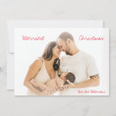 ミニマルな赤いスクリプト写真のクリスマスモダン シーズンカード (正面)