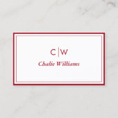 ミニマルな赤いローズ、縁ど2、署名 名刺 (正面)