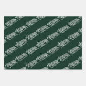 ミニマルな赤い濃い緑と黒いサンタのそり ラッピングペーパーシート (正面2)