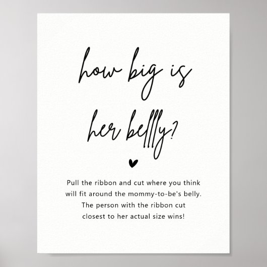 ミニマルな赤ちゃんシャワー彼女の腹のサインはどれくらい大きい ポスター (正面)