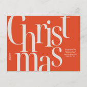 ミニマルな赤とベージュのタイポグラフィのクリスマス ポストカード (正面)
