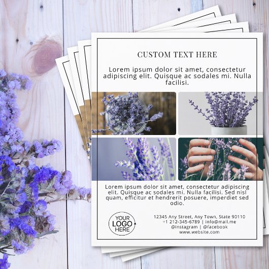 ミニマルな追加あなたのロゴ写真コラージプロモーション チラシ