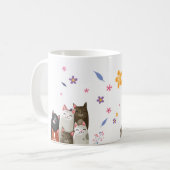 ミニマルな遊び猫スマイルかわいい コーヒーマグカップ (正面左)