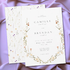 ミニマルな野の花のロマンティックな植物画の結婚式 招待状