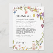 ミニマルな野生の花の結婚写真 サンキューカード (正面)