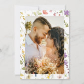 ミニマルな野生の花の結婚写真 サンキューカード (裏面)