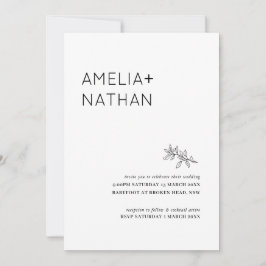 ミニマルな野草葉結婚式招待状 招待状