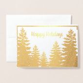 ミニマルな金ゴールドフォイル松のシルエット 箔カード (封筒付き正面)