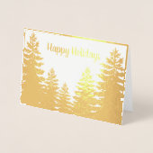 ミニマルな金ゴールドフォイル松のシルエット 箔カード (正面)