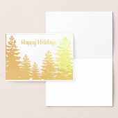 ミニマルな金ゴールドフォイル松のシルエット 箔カード (ディスプレー)