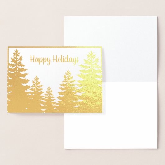 ミニマルな金ゴールドフォイル松のシルエット 箔カード (ディスプレー)