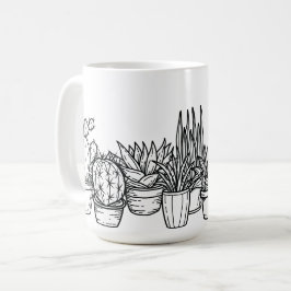 ミニマルな鉢植えサボテン — コーヒーマグカップ