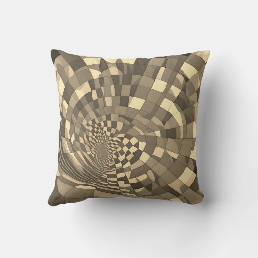 ミニマルな錯覚：チェッカーボードパターンをツイスト クッション (裏面)