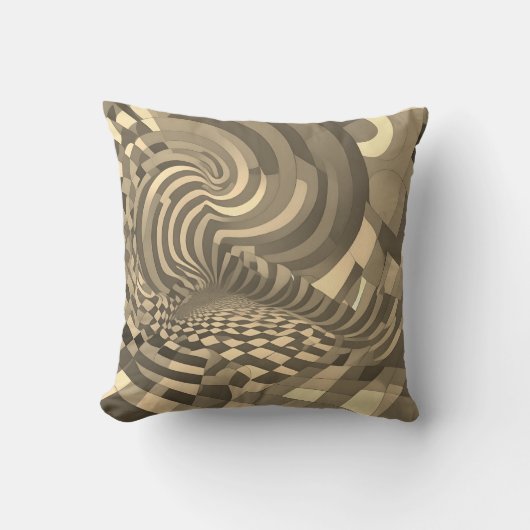 ミニマルな錯覚：チェッカーボードパターンをツイスト クッション (正面)