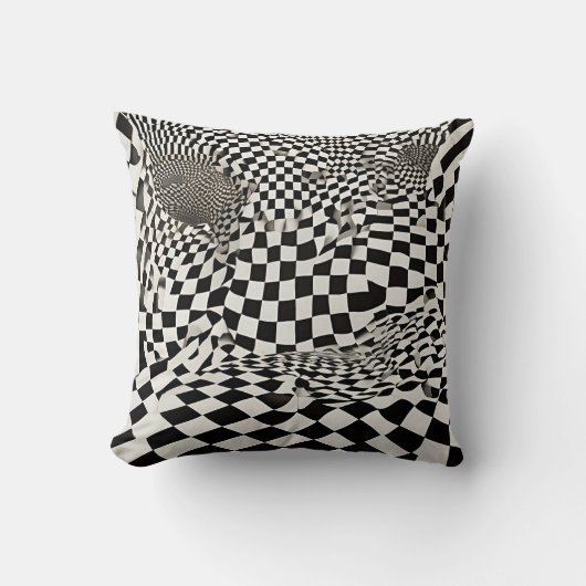 ミニマルな錯覚：チェッカーボードパターンをツイスト クッション (正面)