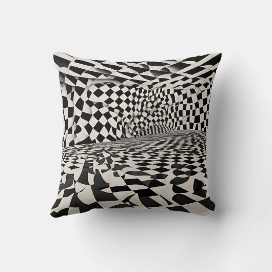 ミニマルな錯覚:チェッカーボードパターンをツイスト クッション (裏面)