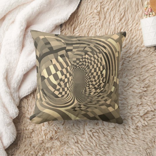 ミニマルな錯覚：チェッカーボードパターンをツイスト クッション (ブランケット)