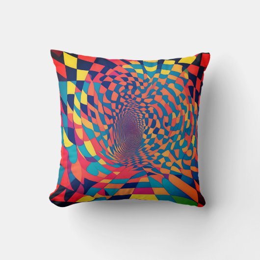 ミニマルな錯覚：チェッカーボードパターンをツイスト クッション (正面)