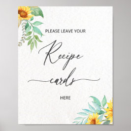 ミニマルな離れひまわりのレシピカード ポスター