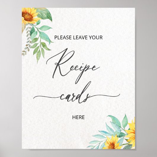 ミニマルな離れひまわりのレシピカード ポスター (正面)