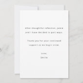 ミニマルな離婚発表フォトカード 案内状 (裏面)